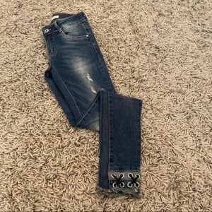Redial Skinny Jeans With Lace Up Ankle